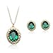Fashion Plaza Cubic Zirconia Emerald Gemstone May Birthstone Necklace and Earring Set S123