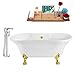 Streamline | Clawfoot Soaking 68"NH101GLD-GLD-120 Acrylic Bathtub, White | Comes with External Drain And Gold Overflow | Bamboo Tray Included