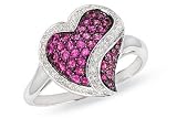 1 Carat Ruby and Diamond Heart 14K White Gold Ring