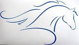 Sm Blue Line Art Arabian or Morgan with Flowing Mane Horse Vinyl Car Decal Sticker