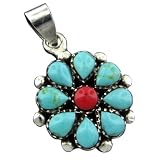 925 Silver Green Reconstituted Turquoise Flower Pendant Hawaiian Jewelry