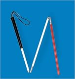`Folding Blind Man's Cane Reflective white and red finish * Folding cane features vinyl grip with st