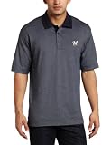MLB Milwaukee  Brewers Mens Drytec Resolute Polo Knit Short Sleeve Top, Navy Blue, Large