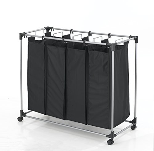 Heavy-Duty 4-Bag Laundry Sorter Cart Hamper Organizer LS04 by BestOffice