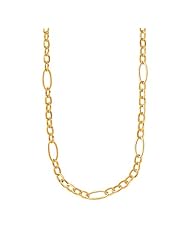 14K Yellow Gold Flat Chain Necklace with Oval Stations