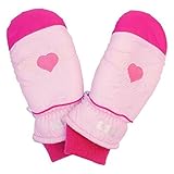 ミトン スキー手袋 ベビー キッズ 子供 ハート柄 スキーグローブ スノーグローブ ピンク 3-5才(15cm)