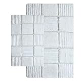 Chesapeake 14566 Checkerboard 2 Piece Ivory Contemporary Bath Rug Set Size: Set: 21" x 34" and 24" x 40"
