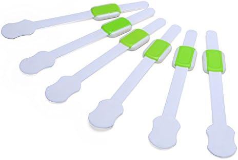 Child Safety Cabinet Fridge Locks - Latches Baby Proof Cupboard, Drawer, Oven, Toilet Seat - Adjustable Security Locks - No Drilling with 3M Adhesive Straps and - 6 Packs - Cyboome