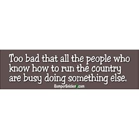 Too bad that everyone who knows how to run the country is busy doing something else - Refrigerator Magnets 7x2 in