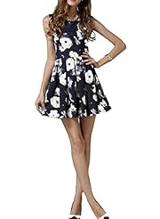 Sexy A-line Polyester Sleeveless Floral Print Spring Summer Wedding Dress/Mini Dress 