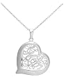 Sterling Silver Filigree "Mom" Heart Pendant, 18"