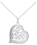 Sterling Silver Filigree "Mom" Heart Pendant, 18"