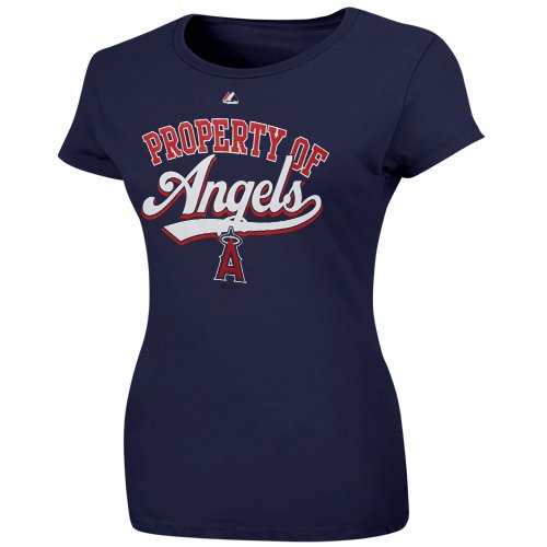 Majestic Los Angeles Angels of Anaheim Ladies The Essentials T-Shirt - Navy Blue (Medium)