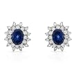 Earrings With 7.30ctw Created Sapphires and Topazes Made of White Gold Length 14mm