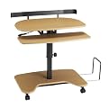 Hi-Lo Mobile Workstation- Teak/ Black