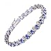 Sterling Silver Tanzanite & Genuine Diamond Accent Tennis Bracelet