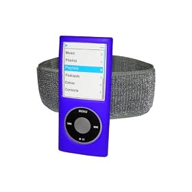 BLUE Sports Armband & Silicone Skin Case Cover for Apple iPod Nano Chromatic 4th Gen Generation 4G 4GB, 8GB & 16GB + Screen Protector & Lanyard