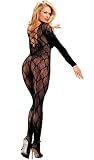 Bow Lace Bodystocking (Black, One Size)