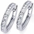 14kt White Gold 1.00Ct Diamond Waterway Hoop Earrings
