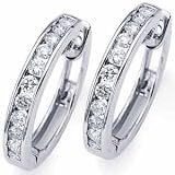 14kt White Gold 1.00Ct Diamond Waterway Hoop Earrings