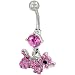 Belly Navel Rings Pink Crystal Scottish Terrier Dog Dangle Body Jewelry