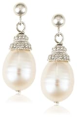 White Freshwater Cultured Pearl Drop Earrings with Sterling Silver