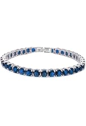 14.5CT Round Simulated Blue Sapphire .925 Sterling Silver Bracelet