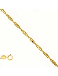 10k Solid Yellow Gold 1.7 mm (1/16 Inch) Singapore Chain Necklace 24" w/ Spring Ring Clasp