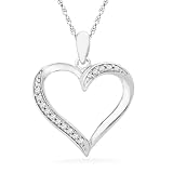 Sterling Silver Round Diamond Heart Pendant (1/10 CTTW)