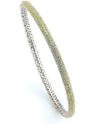 Sterling Silver Cubic Zirconium Silver with Light Green Bangle