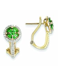 1.3 Carat 14K Gold Diamond & Emerald Earrings