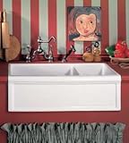 Herbeau 4613 Luberon Fireclay Double Apron Front Farmhouse Sink with Drain