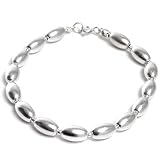 Sterling Silver Oval Bead Bracelet 7.5in