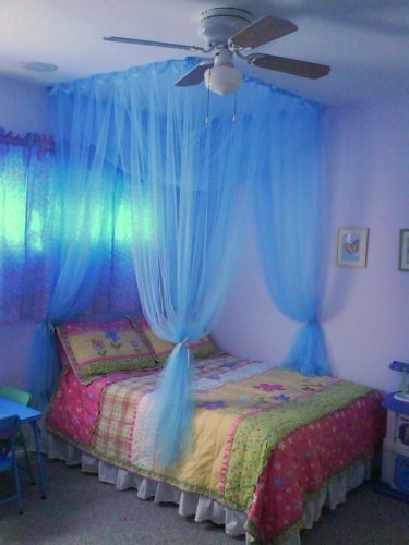 4 Poster / Four Corner Blue Bed Canopy Mosquito Net Full Queen King