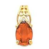 14K Yellow Gold Mexican Fire Opal and Diamond Pendant