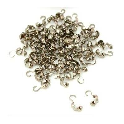100 Bead Tips Clamshell Rhodium Plated Bead Stringing 
