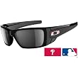 Oakley Philadelphia Phillies Fuel Cell Men's Special Editions Major League Baseball Sports Sunglasses w/ Free B&F Heart Sticker Bundle - Polished Black/Black Iridium