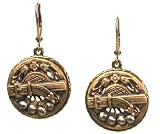 Grandmother's Buttons Bronze Large Antique Button Dangle Earrings