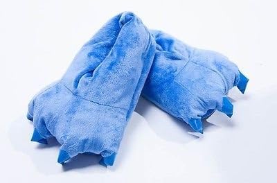 NiniMoe Blue Soft Plush Indoor Home Slippers Paw Claws Cosplay, Unisex Adults Men Womens Teens (EU Size: M 36-39)