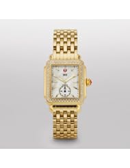MICHELE Womens MWW06V000003 Deco 16 Analog Display Swiss Quartz Gold Watch