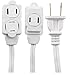 GE 3-Outlet Extension Cord with Multiple Outlets 6 Ft Power Strip 2 Prong 16 Gauge Twist-to-Close Safety Covers Indoor UL Listed White 51937