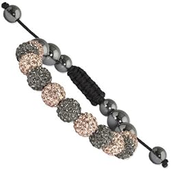 10mm Hematite Black Diamond Champagne Czech Crystal Shamballa Bracelet