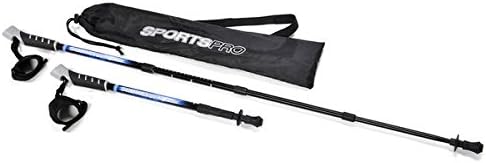 SportsPro Travel - Compact travel size hiking trekking walking pole, Blue/black