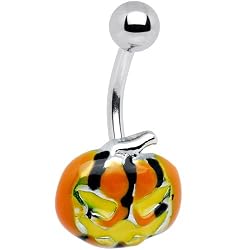 Ghoulish Halloween Pumpkin Belly Ring