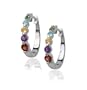 Platinum Plated Sterling Silver Multi-Gemstone Hoop Earrings (0.7" Diameter)