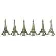 Silver Color with Gold Accents Eiffel Tower Paris Set of 6 Mini Magnets for the Refrigerator or Wall