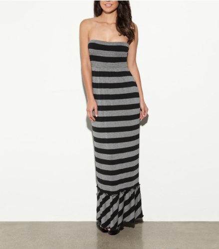G by GUESS Chica Maxi Knit Dress, JET BLACK/CLOUDY HEATHER (LARGE)