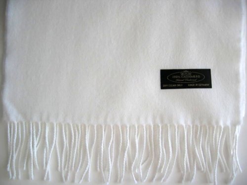 100% Cashmere Wool Super Soft Feel Scarf - White