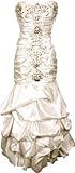 Beaded Embroidered Taffeta Long Gown Prom Holiday Dress, Size: XL, Color: Ivory