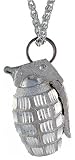 Sterling Silver 1 9/16 (39 mm) Diamond Cut Hand Grenade Pendant